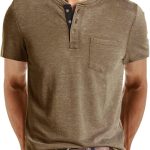 Mens Casual Short  Henley Shirts Fashion Button T Shirts with Pocket