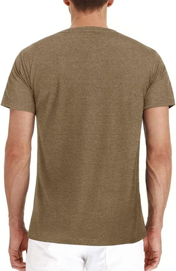 Mens Casual Short  Henley Shirts Fashion Button T Shirts with Pocket - Image 2