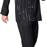 Pajamas Set Mens Silk Satin Pajamas Long  Loungewear Two-Piece  Button-Down Pj Set S-XXXXL