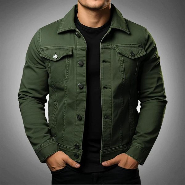 Mens Denim Jacket Lightweight Casual Lapel Button Down Cozy Shirts Jackets Fall Winer Cargo Jean Jacket with Pocket - Image 2