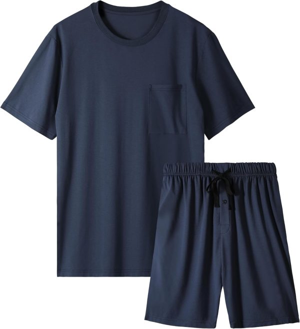 Men's Pajama Sets 2-piece Lounge Sp Sets Soft Comfy  Men Short s and Shorts Pjs Set with Pocket