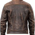 The Next Mens Vintage Leather Trucker Jacket Flaps Slanted Pockets Denim Genuine Leather Jackets For Men - Image 2