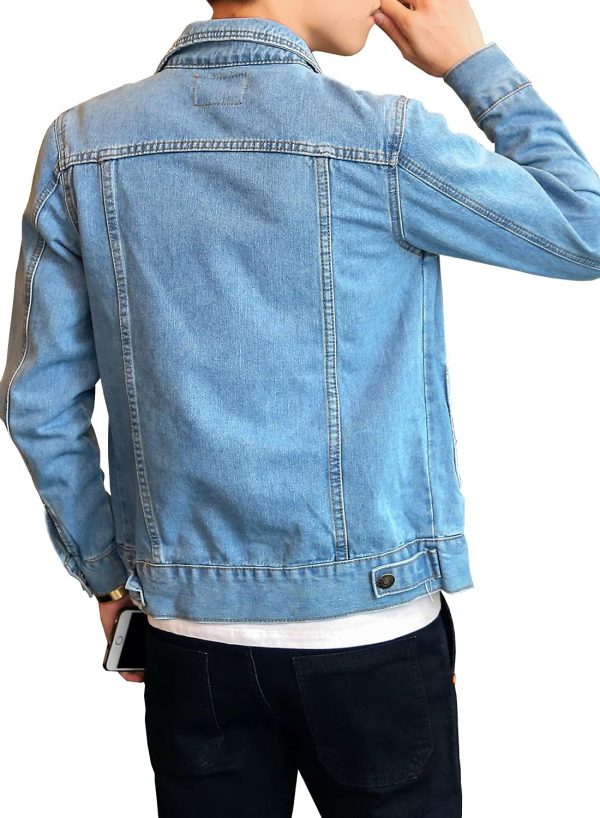 Men's Denim Jacket Slim Fit Trucker Coat - Image 2