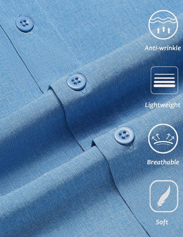 Mens Wrinkle Free Shirts 2025 Short  Casual Button Down Summer Dress Shirts - Image 2